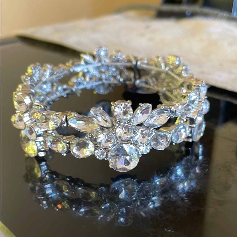 Paparazzi Silver White Crystal Bracelet